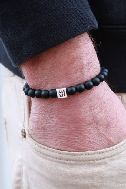 Frosted Black Stone Bracelet